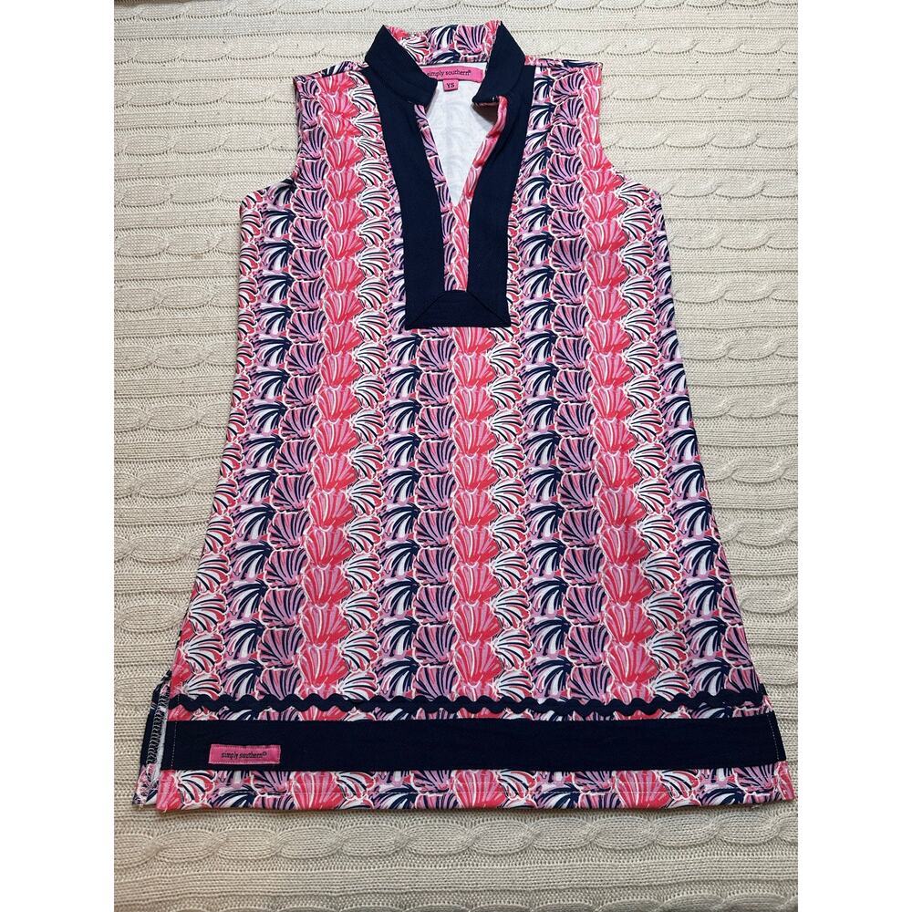 Simply Southern Shirt Dress sz Small Pink Blue Tank dress girls small
